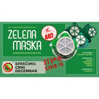 Višenamenska plastična maska sa izmenljivim filterom ZELENA MASKA