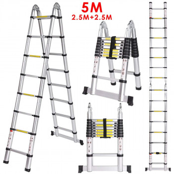 Merdevine alu teleskopske visine 5m (preklopne 2.5+2.5)