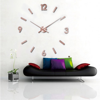 3D Samolepljivi zidni sat, bakar 1m x 1m T4325C